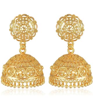 VIVASTRI Golden Jhumki Earrings ( Pack of 1 )