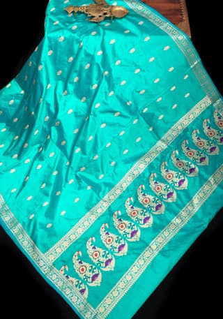 Feroza Banarasi Katan Silk Lightweight Saree With zari Butti and Meenaakari Paisley Pallu | SILK MARK CERTIFIED