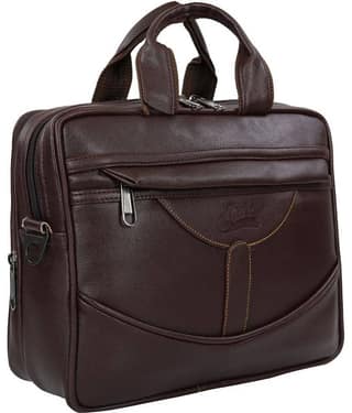 Leather World office laptop bag Brown P.U. Office Bag