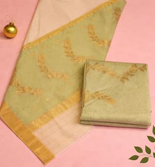 Handwoven Unstitched Chanderi 3 Piece Suit Set (Silk × Mercerized Cotton)