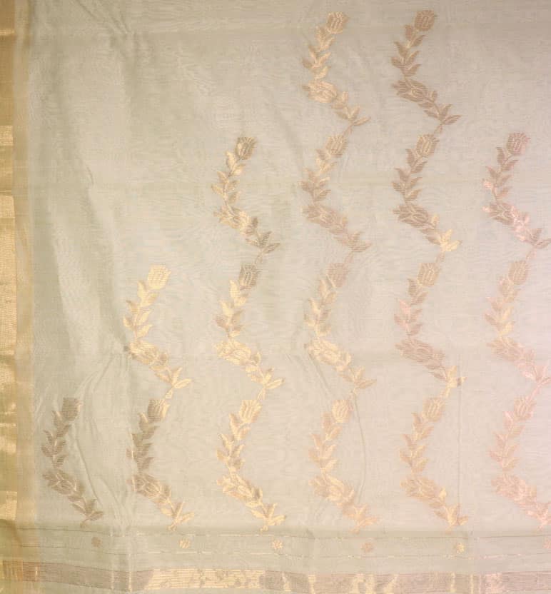 Handwoven Unstitched Chanderi 3 Piece Suit Set (Silk × Mercerized Cotton) view 2