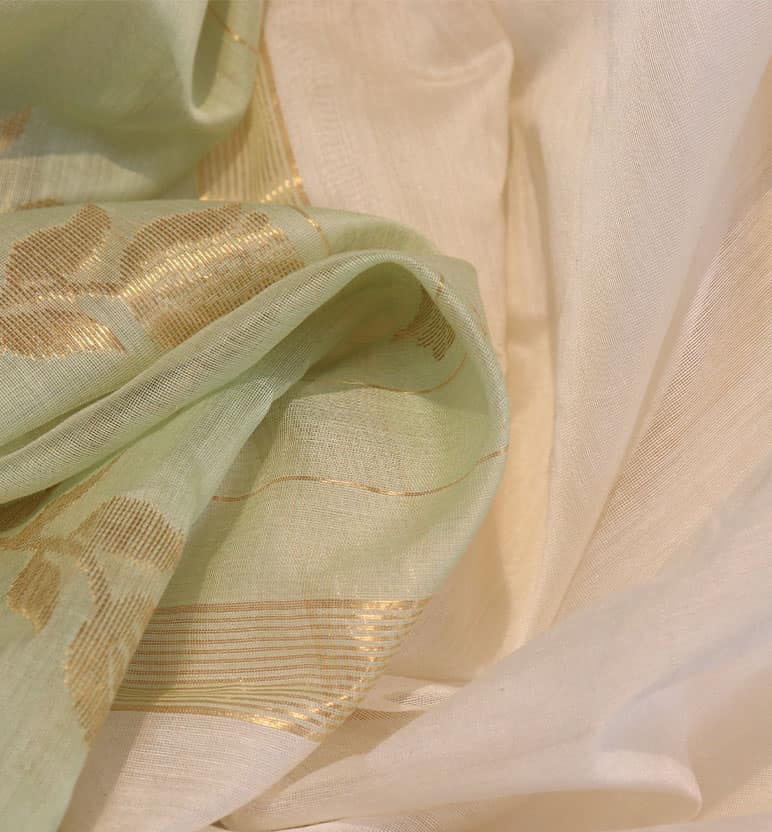 Handwoven Unstitched Chanderi 3 Piece Suit Set (Silk × Mercerized Cotton) view 4
