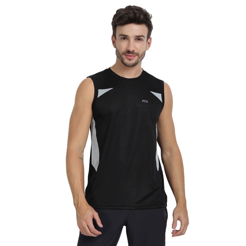 FTX Men Colorblock Round Neck Sleeveless Tshirt