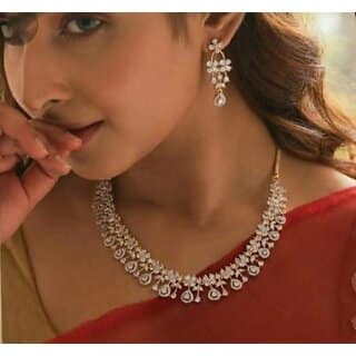 Vidya Balan Inspired Original Quality AAA CZ Stones Rosegold Jewellery Set