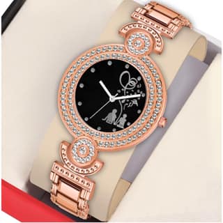 Bolun Black Bethu Cuuple Dial Rose Gold BD Girls and Women Watch