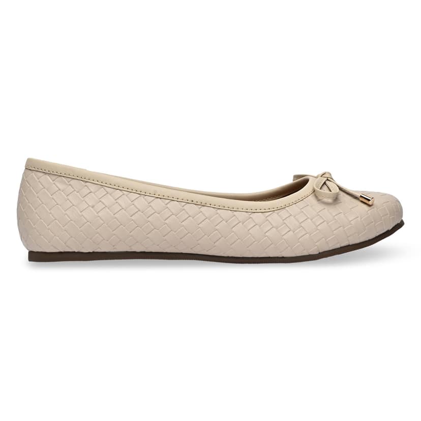 Beige Women Woven Ballerinas view 2