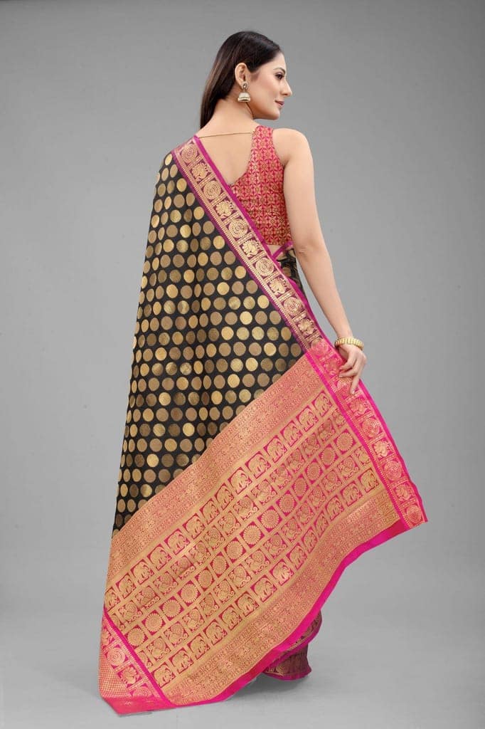 Silk Zone Women's Banarasi Silk Woven Saree With Unstiched Blouse Piece view 2