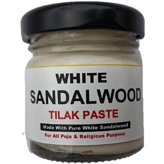 SnapSnop White Sandalwood Tilak Paste 50g in Jar Box, Safed Chandan Tika/Tilak Made with Pure and Rare Safed Sandalwood with Spiritural Mantra. Ready to use Tilak.