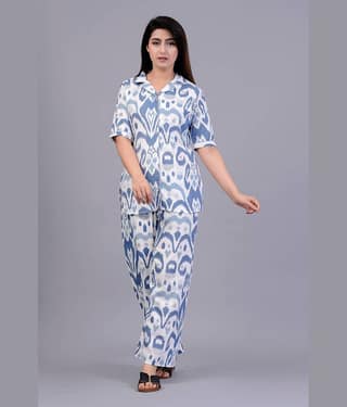 CTMTEX Brown,Blue Rayon Women's Nightwear Nightsuit Sets ( Pack of 1 )