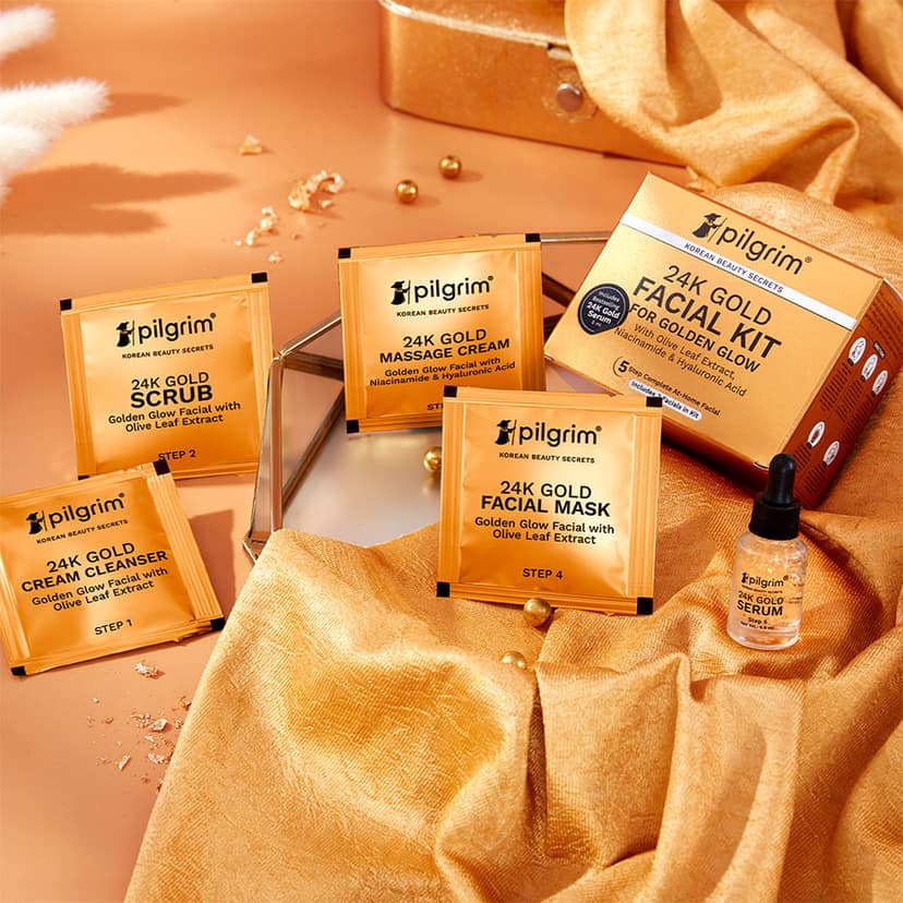 Pilgrim 24K Gold 5 Steps Facial Kit For Instant Radiance & Golden Glow view 2