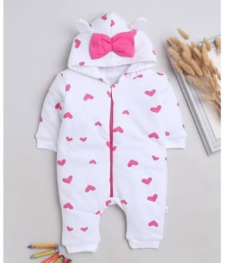 BUMZEE - White Cotton Rompers For Baby Girl ( Pack of 1 )