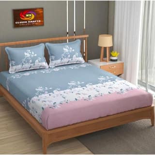 Homdazal Microfibre Abstract Queen Size (Light Blue & Light Pink)