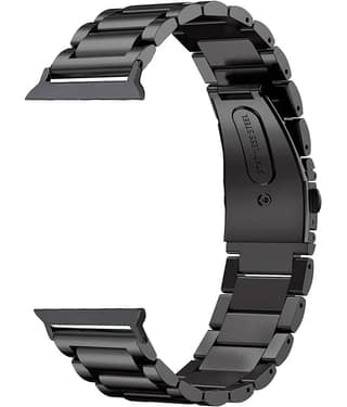 Lorenz Premium Stainless Steel Strap 42/44/45/49mm Compatible | Metal Link Bracelet Band with Butterfly Clasp | Adjustable Durable Band for Series 1-9, SE & Ultra (Black)