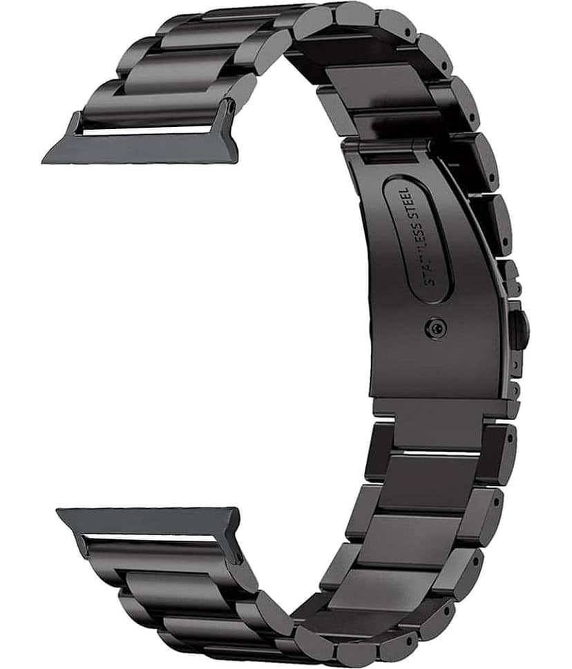 Lorenz Premium Stainless Steel Strap 42/44/45/49mm Compatible | Metal Link Bracelet Band with Butterfly Clasp | Adjustable Durable Band for Series 1-9, SE & Ultra (Black)