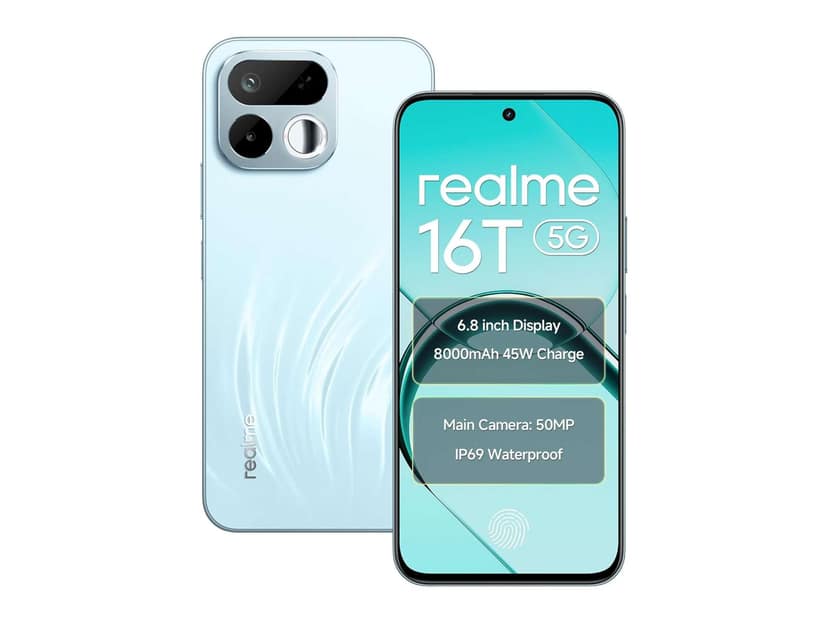 Realme 16T 5G Smartphone, 8GB RAM, 128GB Storage - Aurora Green