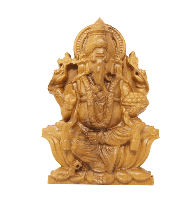 Hand-Carved Solid Teak Wood Lord Ganesha ( Small ) Wall Hanging view 2