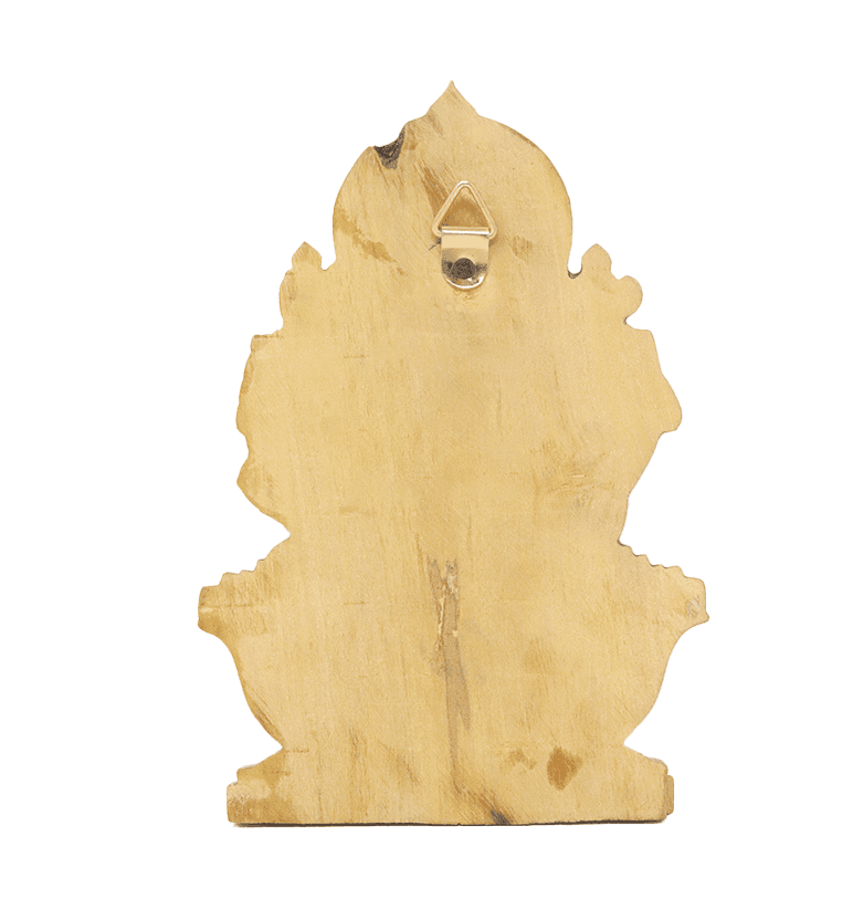 Hand-Carved Solid Teak Wood Lord Ganesha ( Small ) Wall Hanging view 4