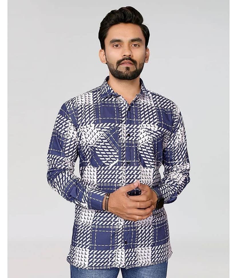 HARPITA 100% Cotton Regular Fit Checks Full Sleeves Men's Casual Shirt - Blue ( Pack of 1 )