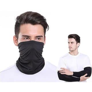 (Set of 2) Men and Women Dust & Sun Protection Face Mask with Arm Sleeves Scarf Neck Cover Balaclava for Cycling Driving Running Gardening