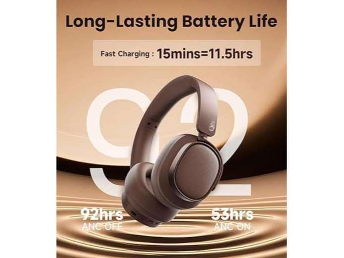 OlivLife Japan Series Bluetooth 6.0 Wireless Over-Ear Headphones with 400mAh Battery, 20H Playtime, Deep Bass HiFi Stereo, Built-in Mic, 40mm Drivers - Brown view 2