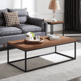 Next Bey Center Table With Black Finish and Wood Top