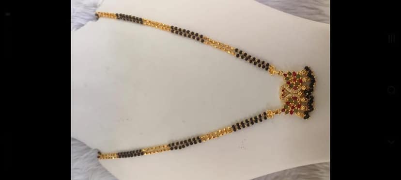 Gold Plated Traditional Marathi Mangalsutra Necklace for Women view 3