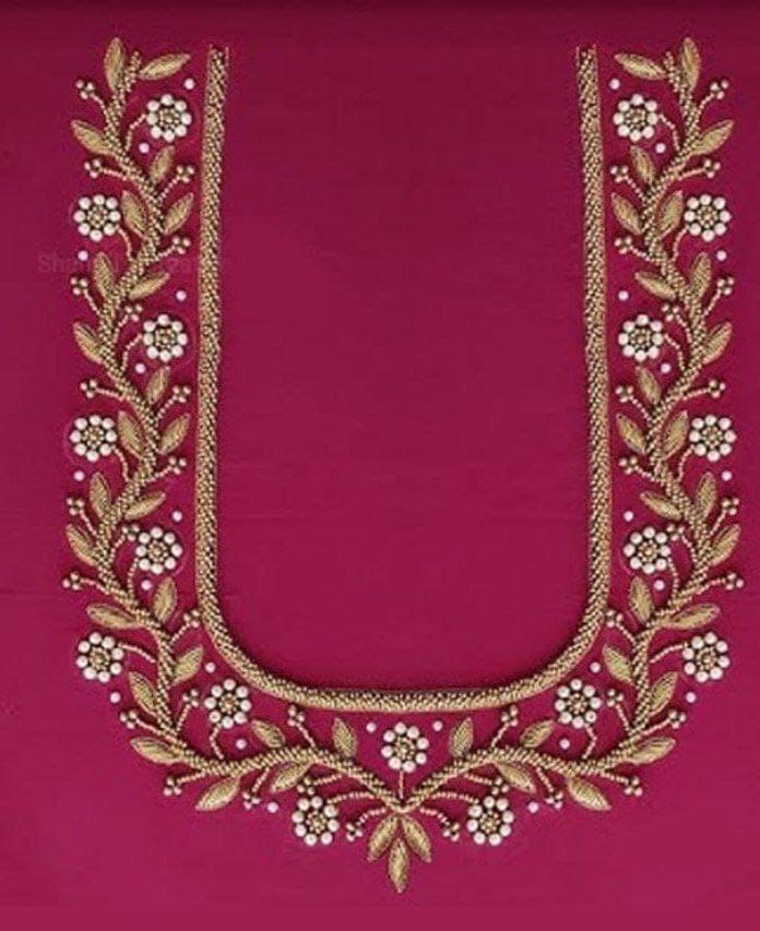 JANUS BOTIQUE & MATCHING CENTER - Pink and gold zari and beads embroidery work blouse