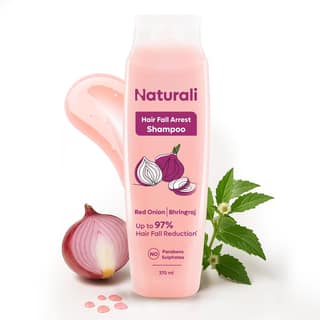 Naturali Hairfall Control Shampoo for Women | Hair fall control by upto 97% | Onion & Bhringraj | No Sulfate No Paraben | Best Shampoo for Hairfall Control | 370 ml Naturali Hairfall Control Shampoo for Women | Hair fall control by upto 97% | Onion & Bhr