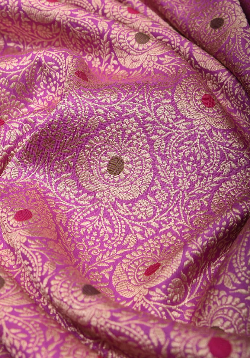 Lavender Exquisite and Intricate Banarasi Meenakari Brocade Katan Silk Saree| SILK MARK CERTIFIED view 5