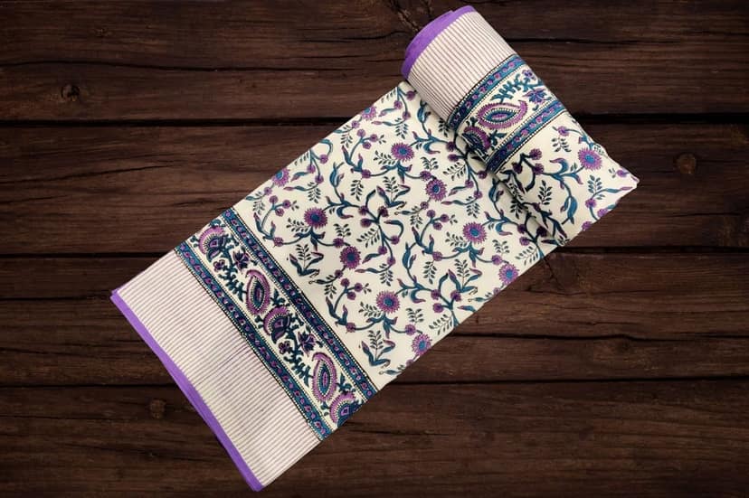 Cotton Blanket - Single Dohar ( 60 x 90 Inches) Purple Blue Net