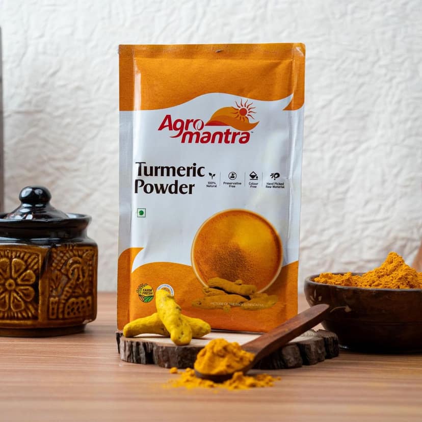 Agro Mantra Turmeric Powder 200g | Without Preservatives & Artificial Colour | Hand-Picked Natural Sources | Vibrant Golden Hue | Essential Indian Spice for Curries, Biryanis & Marinades (pack of 3) view 2
