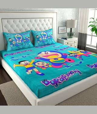 ABHACLOTHO Cotton 1 Double Bedsheet with 2 Pillow Covers ( Purple )