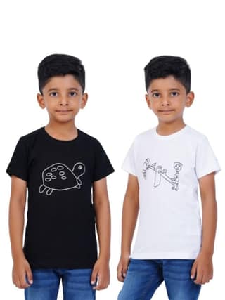 AIR GARB Boys Round Neck Printed Cotton T-shirt for 4-5 Years - Pack of 2 (K45-TBL-SW) Multicolour