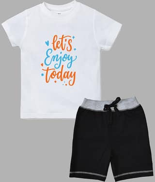 ETCHED DESIGN Pack of 1 Boys Cotton T-Shirt & Shorts Set ( Multicolor )