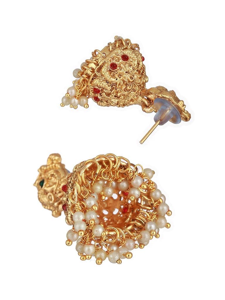 Gold Mango Pearl Drops Temple Lakshmi Devi Haram Necklace Jewellery Set view 8