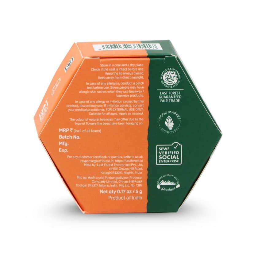 Last Forest Beeswax Natural Lip Balm for Men & Women 5g | Organic & Natural | Non-sticky | 24 Hrs Lip Moisturizer For Dry And Chapped Lips | SPF with Vitamin A | Nourish & Protect (Orange) view 7
