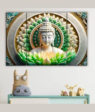 SNDArt Set Of 3 Lord Buddha Wall Paintings For Living Room Gift Items 12 x 18 inch