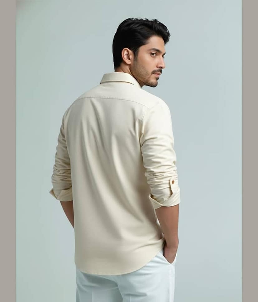 Yugnik Cotton Blend Plain Shirt Style Kurta For Men ( White ) view 2
