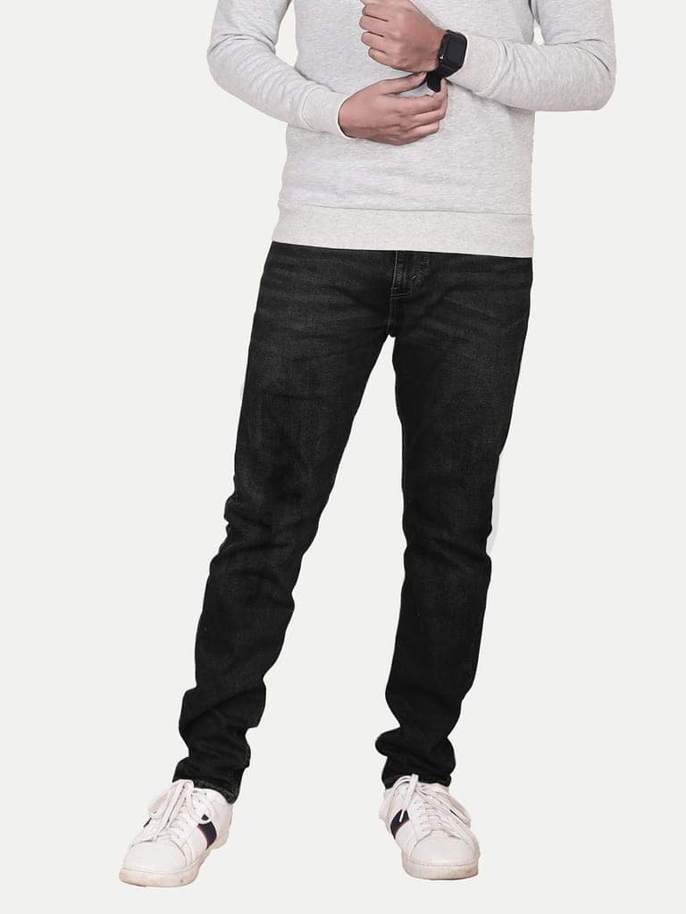 Men Basic Black Casual Denim Jeans view 2