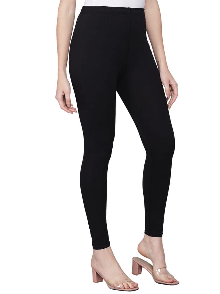 SOFT COLORS Women's Skinny Fit Ethnic Wear Ankle Length Leggings (Black) view 3