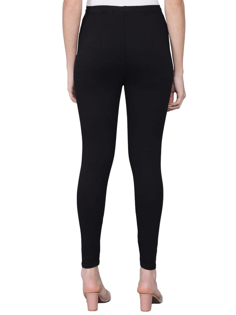 SOFT COLORS Women's Skinny Fit Ethnic Wear Ankle Length Leggings (Black) view 5