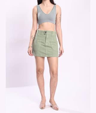 Bene Kleed Green Cotton Women's Straight Skirts ( Pack of 1 )