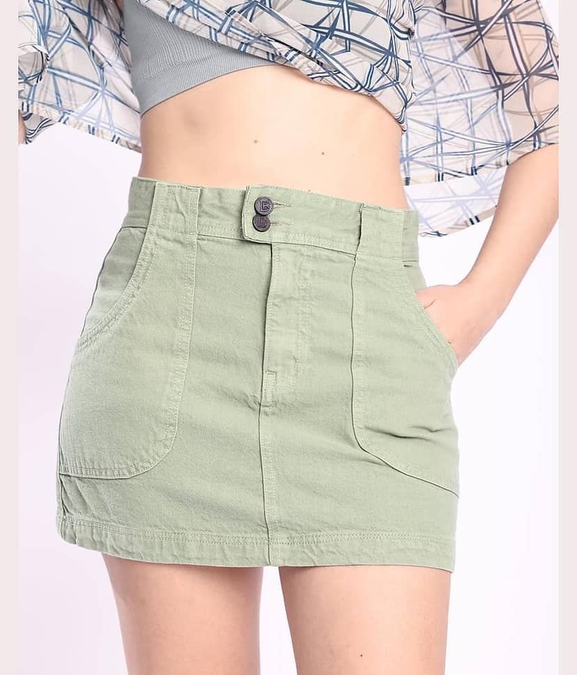 Bene Kleed Green Cotton Women's Straight Skirts ( Pack of 1 ) view 4