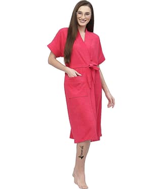 Poorak Pink Free Size Bathrobe ( Pack of 1 )