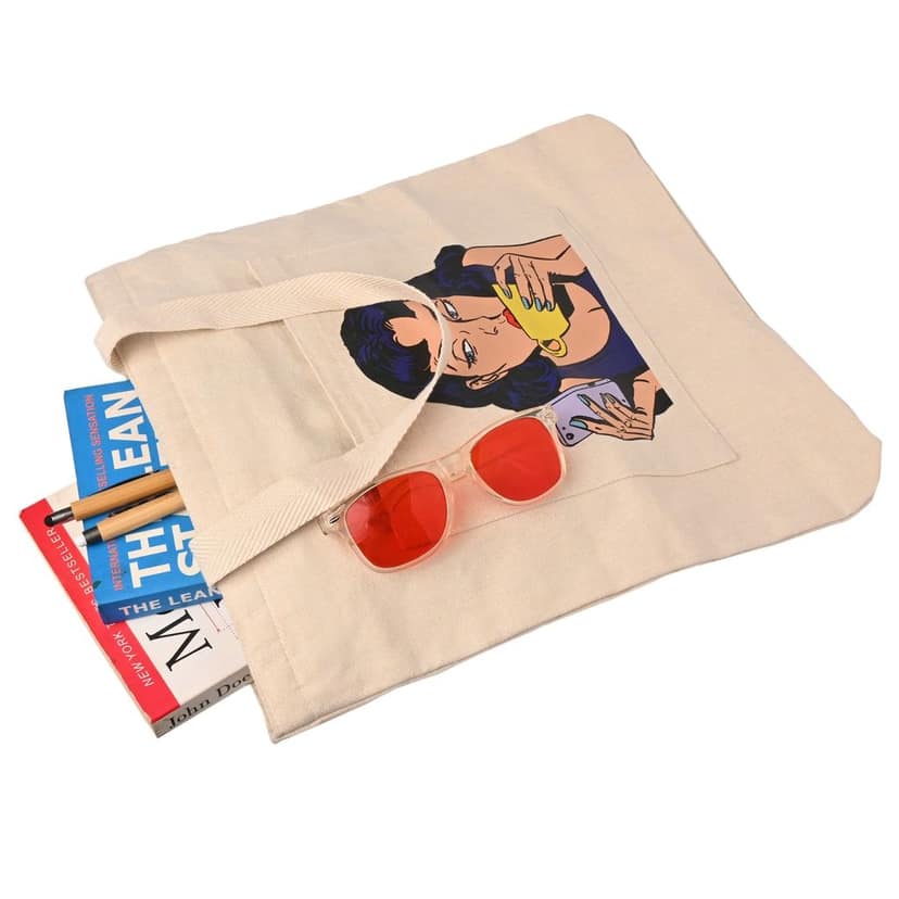 100% cotton, printed tote bag for girls view 5