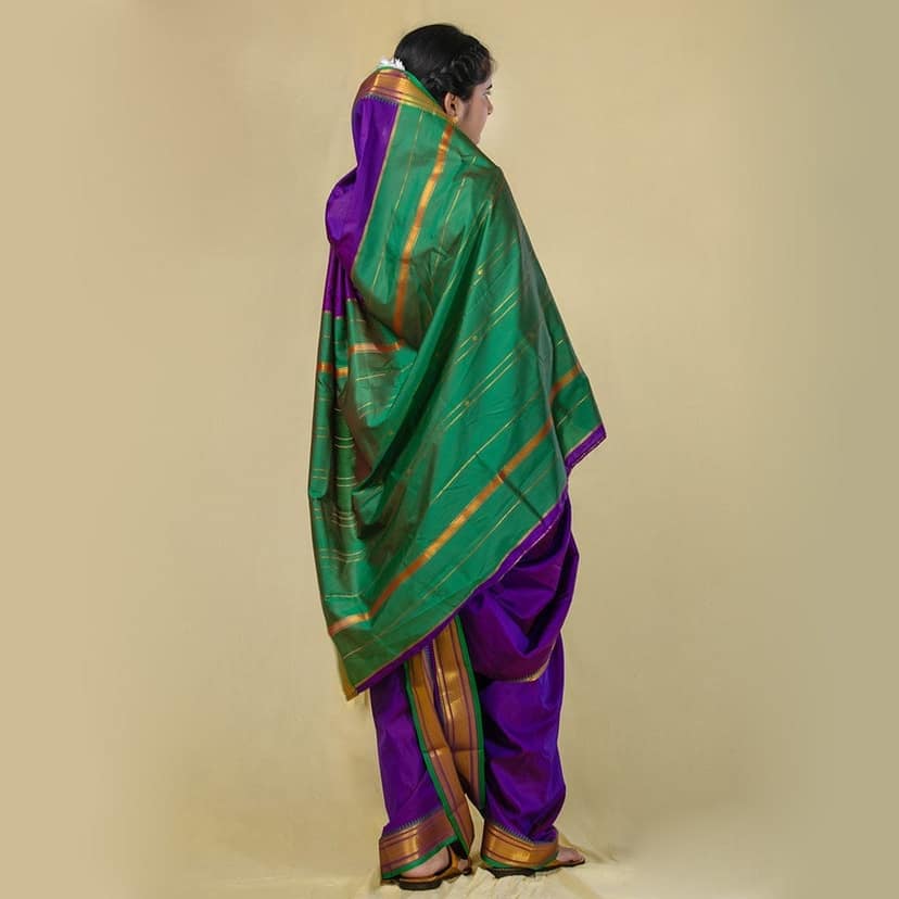 Readymade Magenta Nauwari Saree view 3