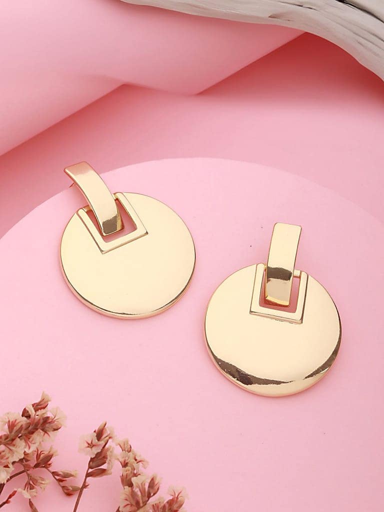 Anti-Tarnish 18k Gold Plated Bold Circular statement earrings view 2