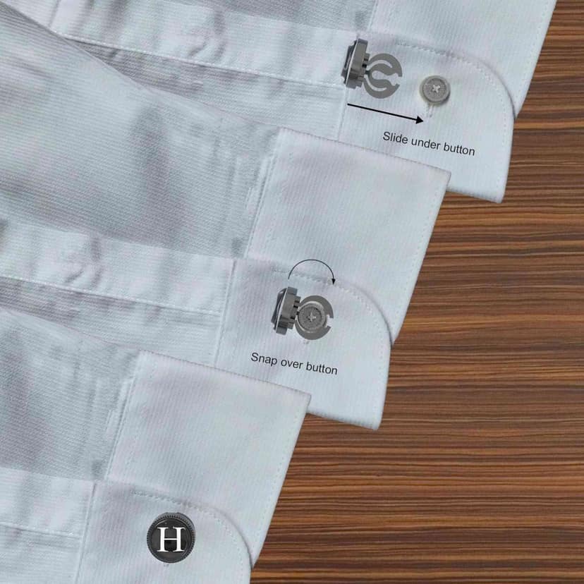 The Smart Buttons - Shirt Button Cover Cufflinks for Men - Personalized Initials - H view 5