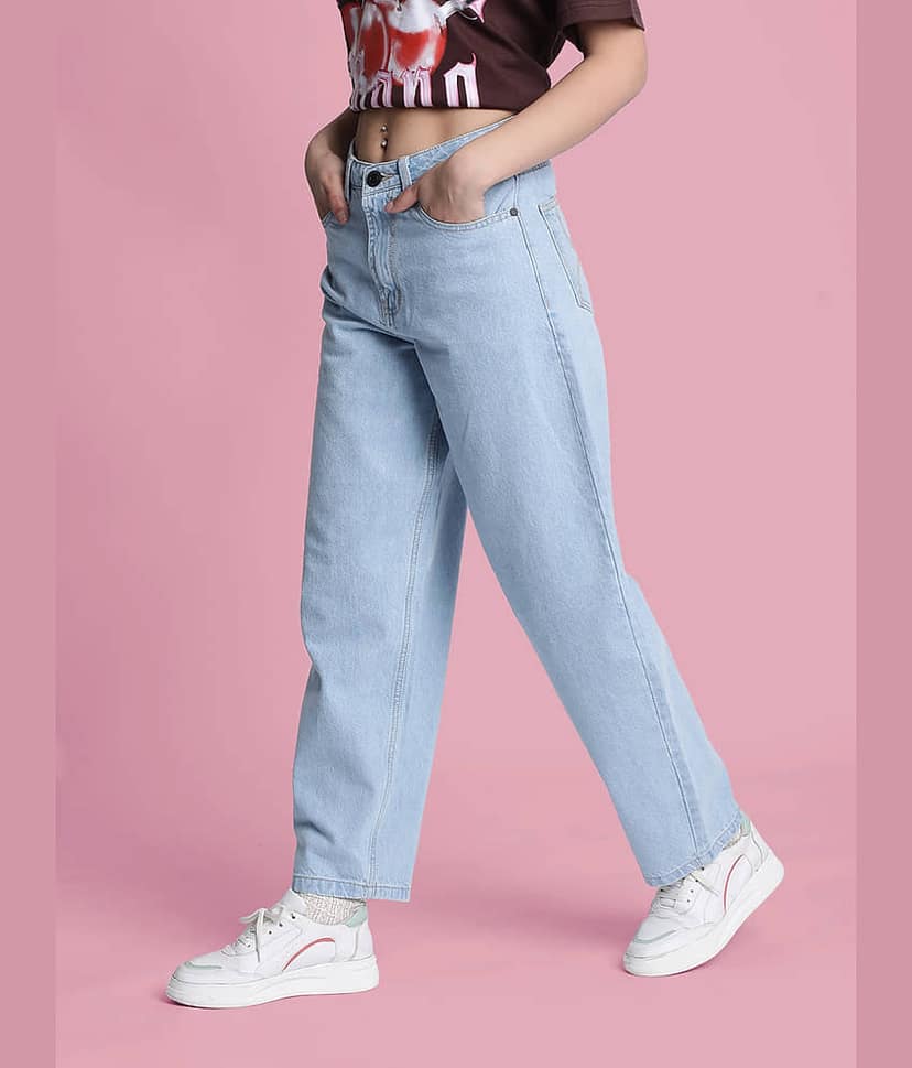 Bene Kleed - Blue Cotton Wide Leg Women's Jeans ( Pack of 1 ) view 3