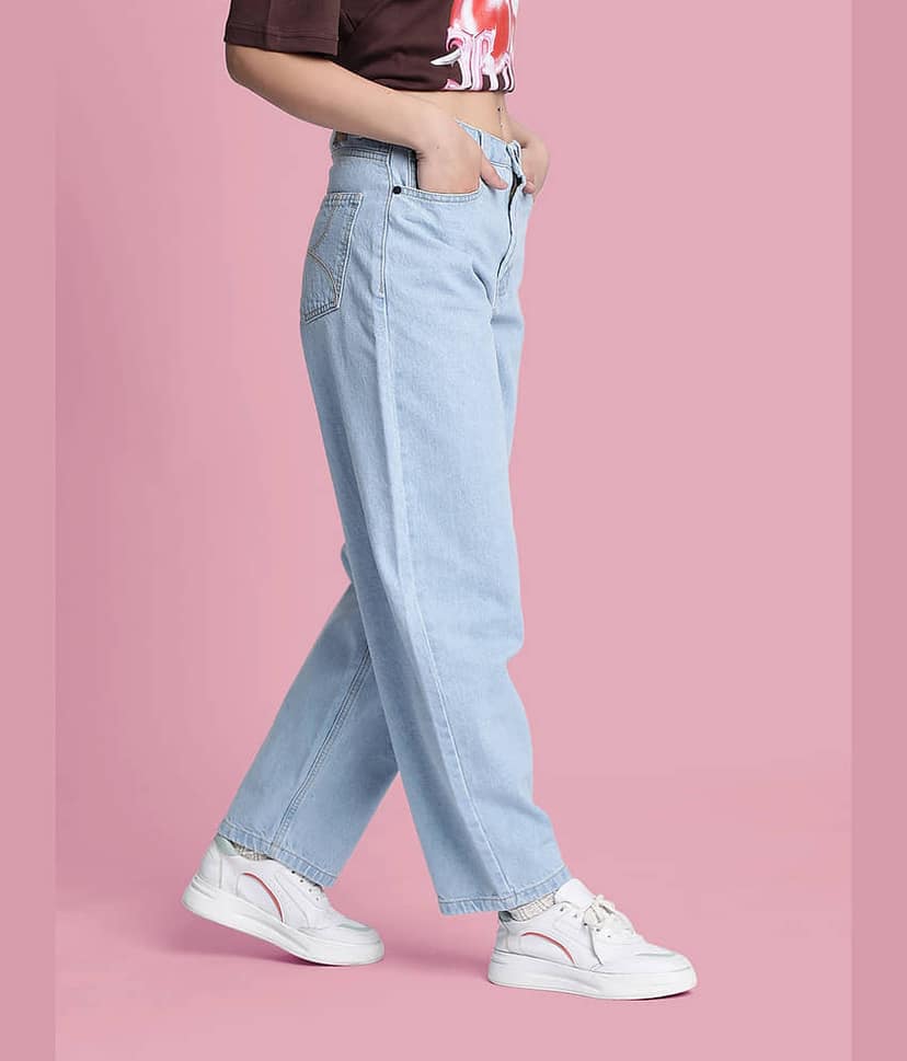 Bene Kleed - Blue Cotton Wide Leg Women's Jeans ( Pack of 1 ) view 7